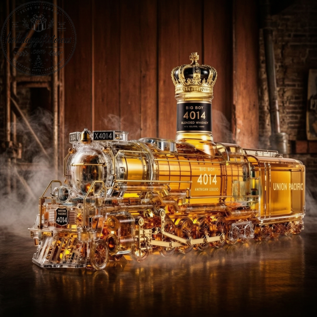 Union Pacific Big Boy 4014 Steam Train Whiskey Decanter Set | Novelty Glass Locomotive