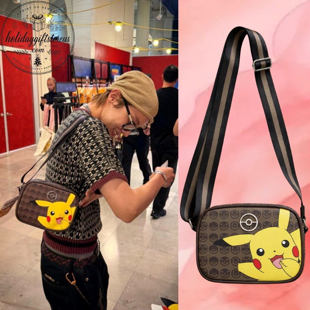 BTS J-HOPE Pokemon Pikachu Monogram Pattern Crossbody Bag | Anime Shoulder Bag
