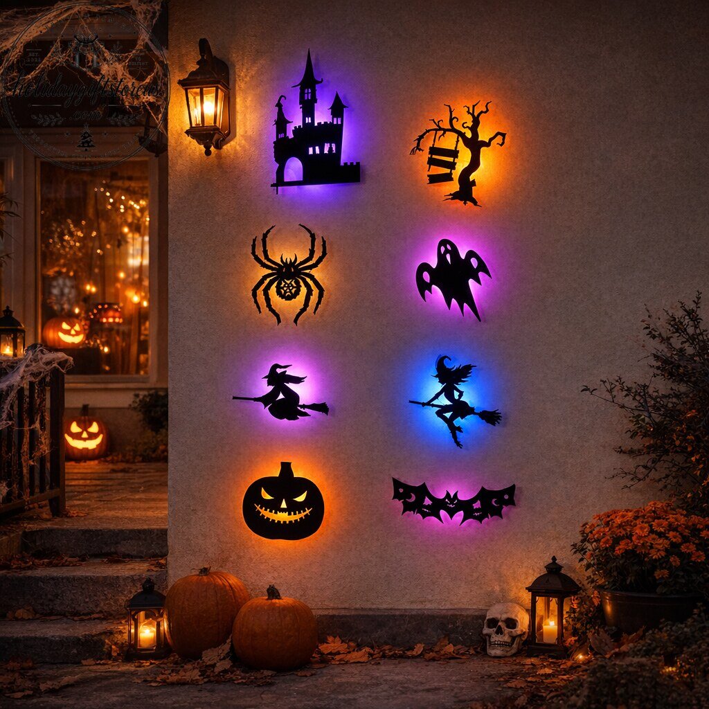 Halloween Glow in Dark Wall Stickers Includes (1 set, totaling 8 pieces)