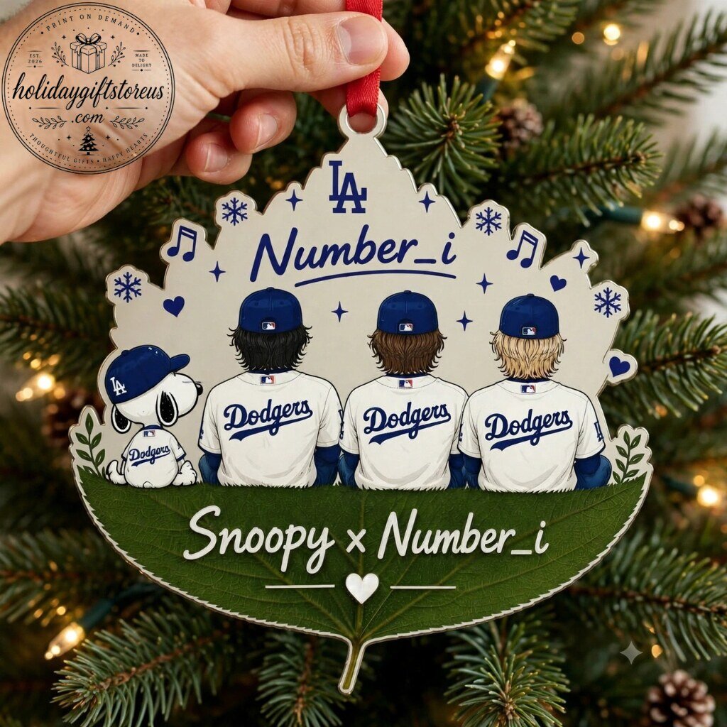 "Top 5 Unique Pop Culture Christmas Ornaments and Figurines 2023" 35 Snoopy x Number_i Los Angeles Dodgers Baseball Christmas Ornament - Holiday Decor