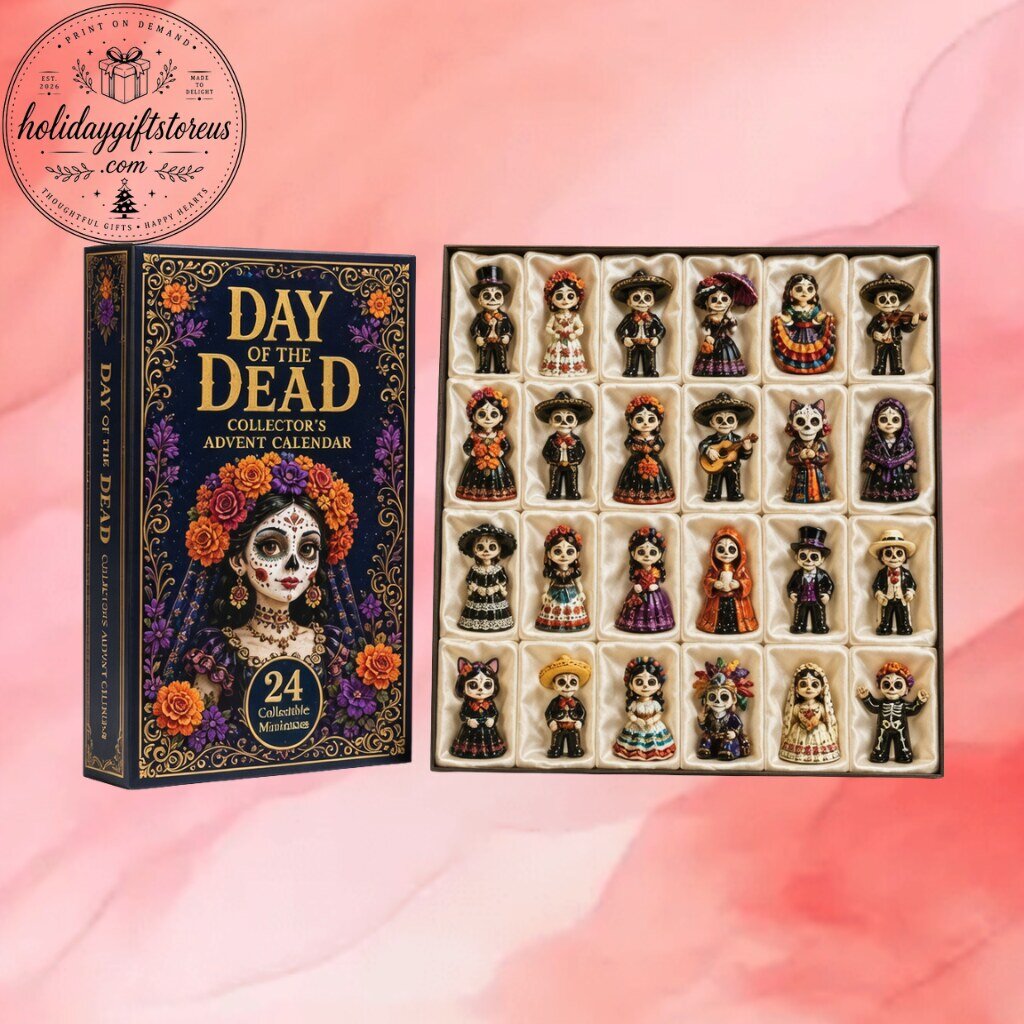 Day of the Dead Collector's Advent Calendar - 24 Collectible Sugar Skull Miniatures Holiday Countdown Box