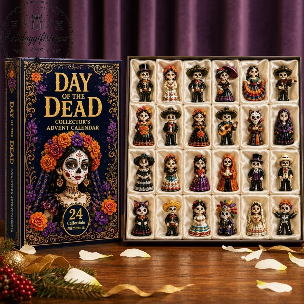 Day of the Dead Collector's Advent Calendar - 24 Collectible Sugar Skull Miniatures Holiday Countdown Box Day of the Dead Collector's Advent Calendar - 24 Sugar Skull Miniatures – image 2 of 3