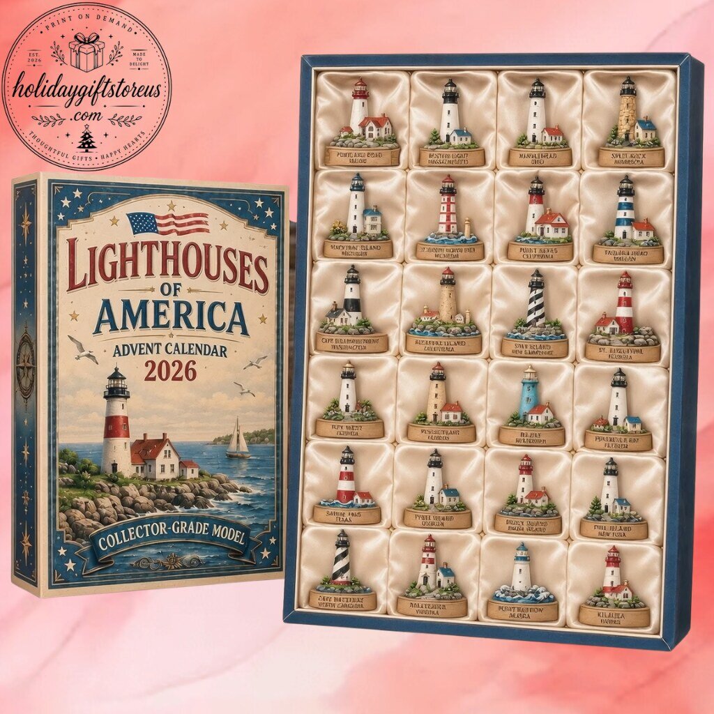 The Lighthouses of America Advent Calendar 2026 features 24 Piece collectible lighthouse miniatures