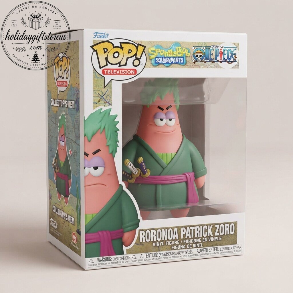 Funko Pop! Roronoa Patrick Zoro Figure – Patrick Star SpongeBob x Roronoa Zoro One Piece Mashup Collectible