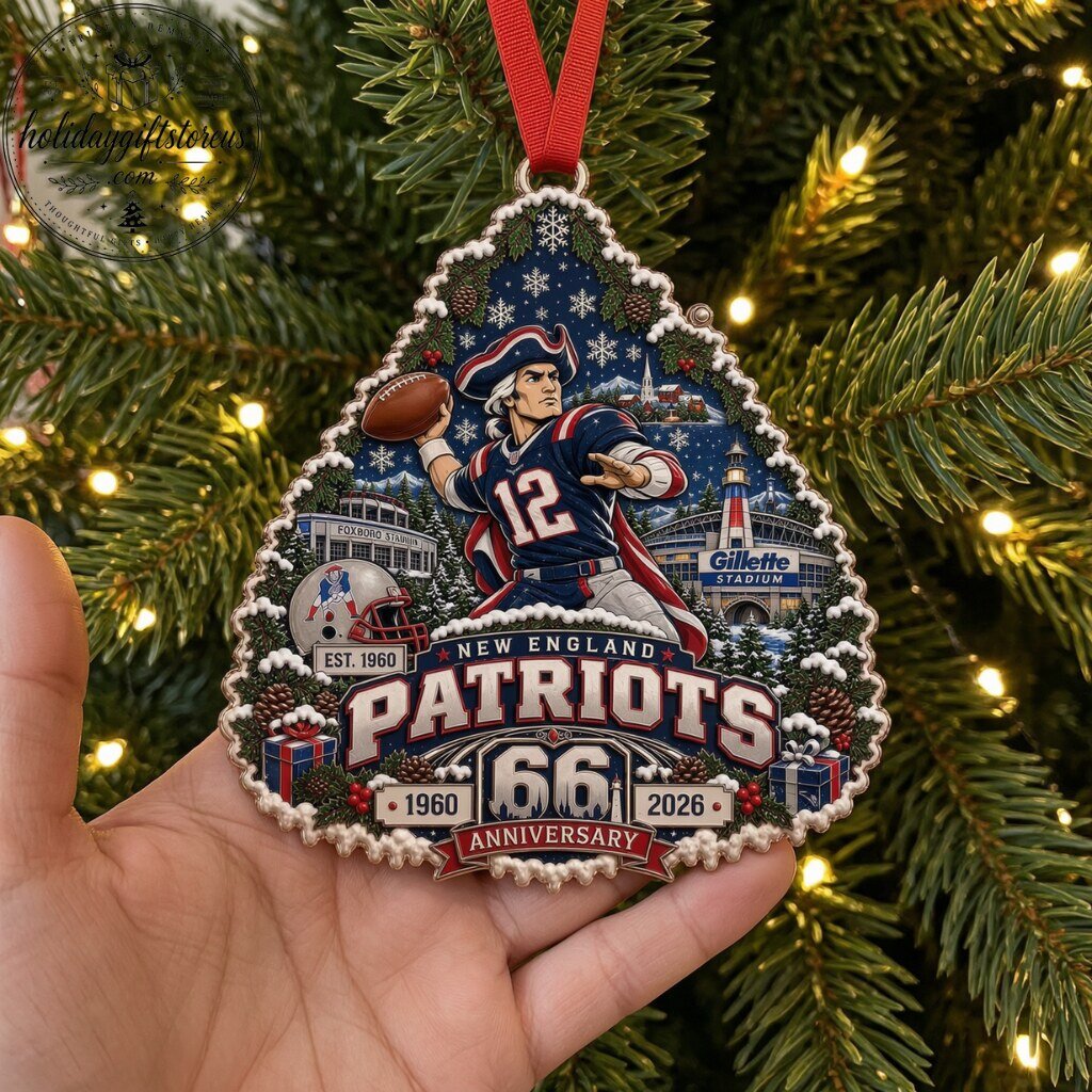 New England Patriots 66th Anniversary Christmas Ornament - Est. 1960 Football Fan Flat Acrylic Tree Decoration Patriots 66th Anniversary Christmas Ornament - Est. 1960 Football Fan Acrylic – image 3 of 3