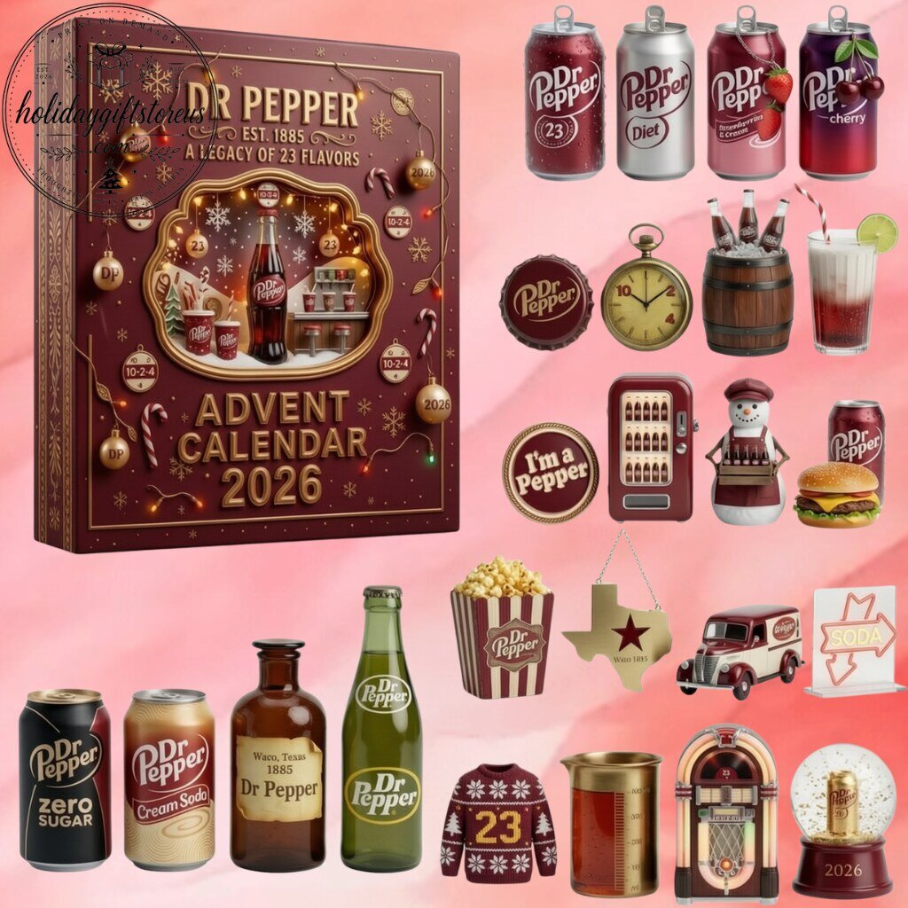 Dr Pepper Christmas Advent Calendar 2026 - 24 Days Legacy Of 23 Flavors Flat Acrylic Ornaments Box