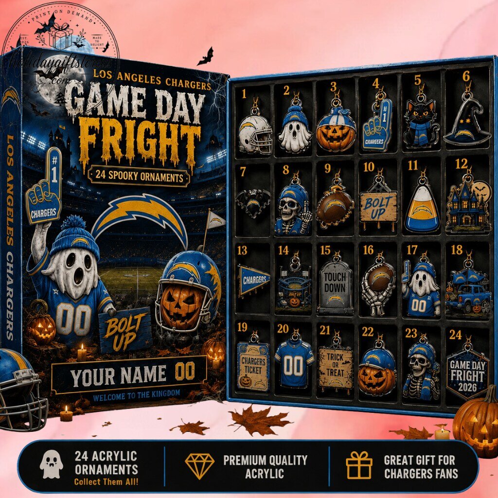 Los Angeles Chargers Game Day Fright Advent Calendar 2026 - 24 Days Halloween Spooky Flat Acrylic Ornaments Box 7 Los Angeles Chargers Game Day Fright Advent Calendar 2026 - 24 Days Halloween Spooky Flat Acrylic Ornaments Box
