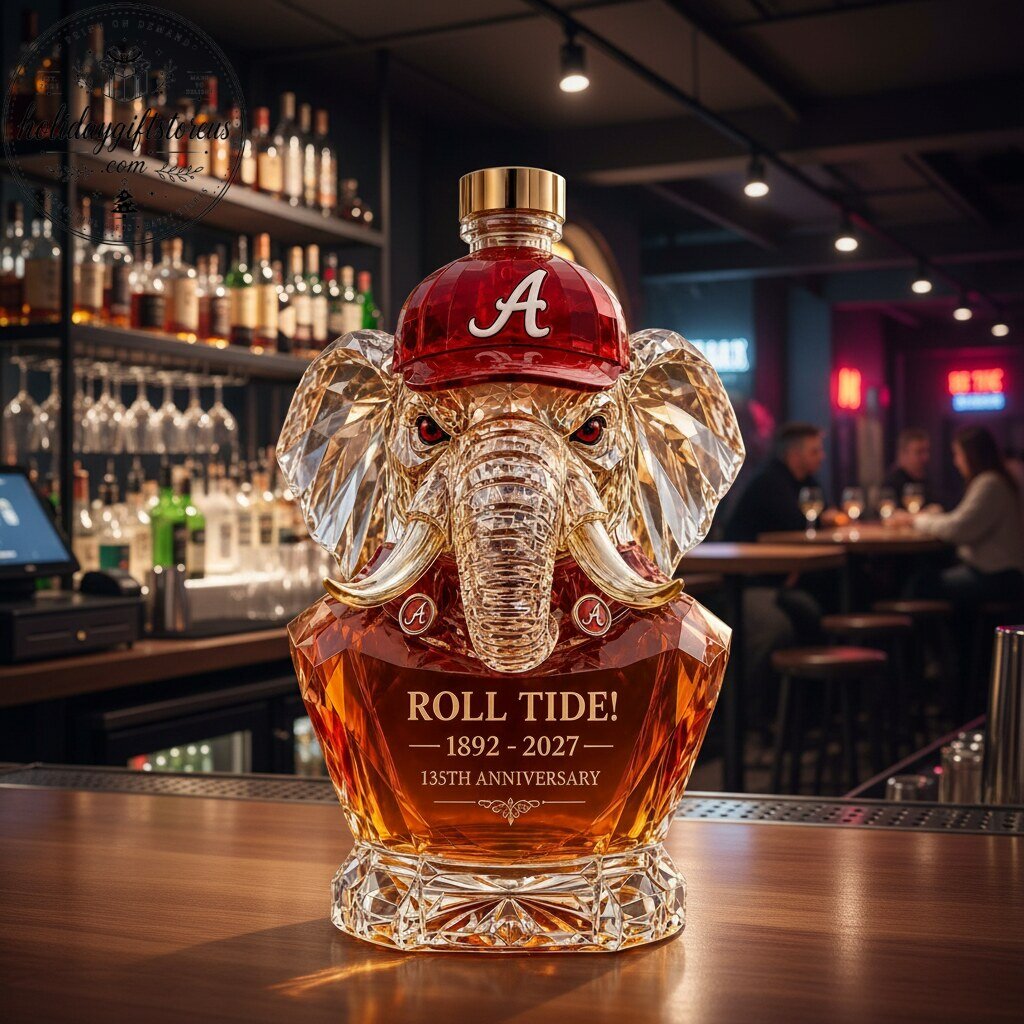 Alabama Crimson Tide 135th Anniversary Decanter - Elephant Roll Tide Whiskey Bottle 7 Alabama Crimson Tide 135th Anniversary Decanter - Elephant Roll Tide Whiskey Bottle
