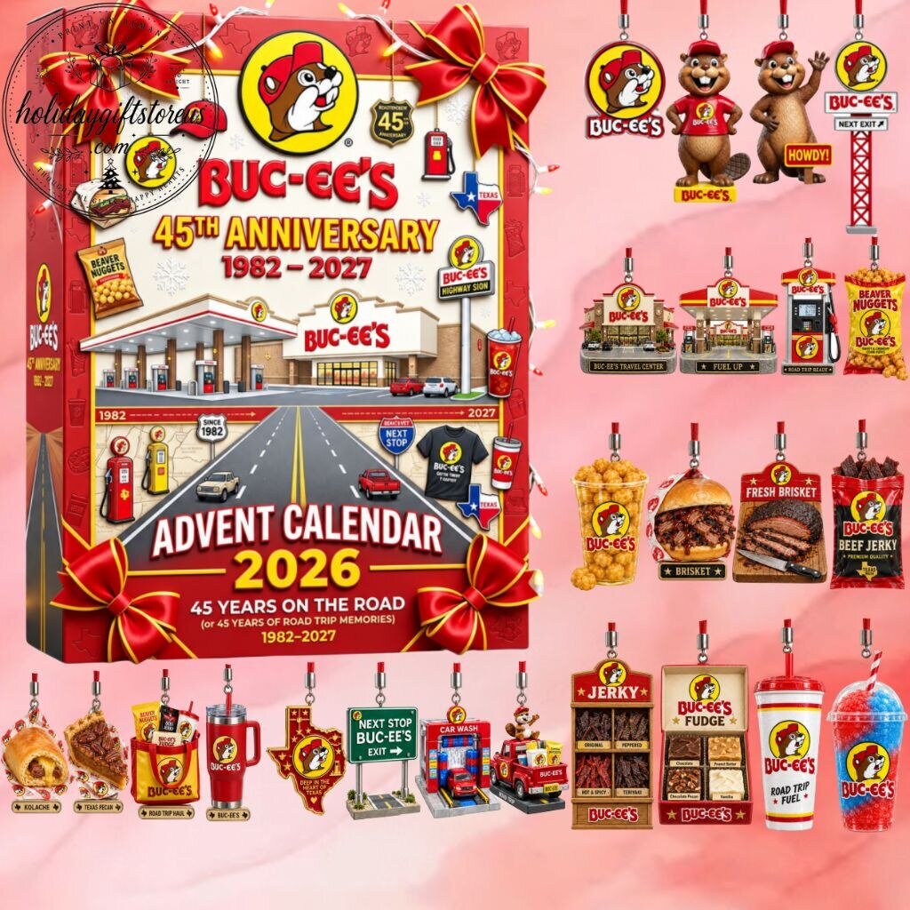 Buc-ee's 45th Anniversary Advent Calendar 2026 - 24 Days Flat Acrylic Ornaments Box
