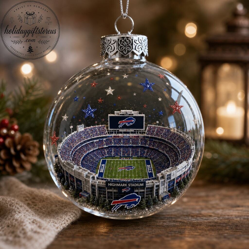 Buffalo Bills Highmark Stadium Christmas Ornament - 2D Flat Acrylic Bauble Decor
