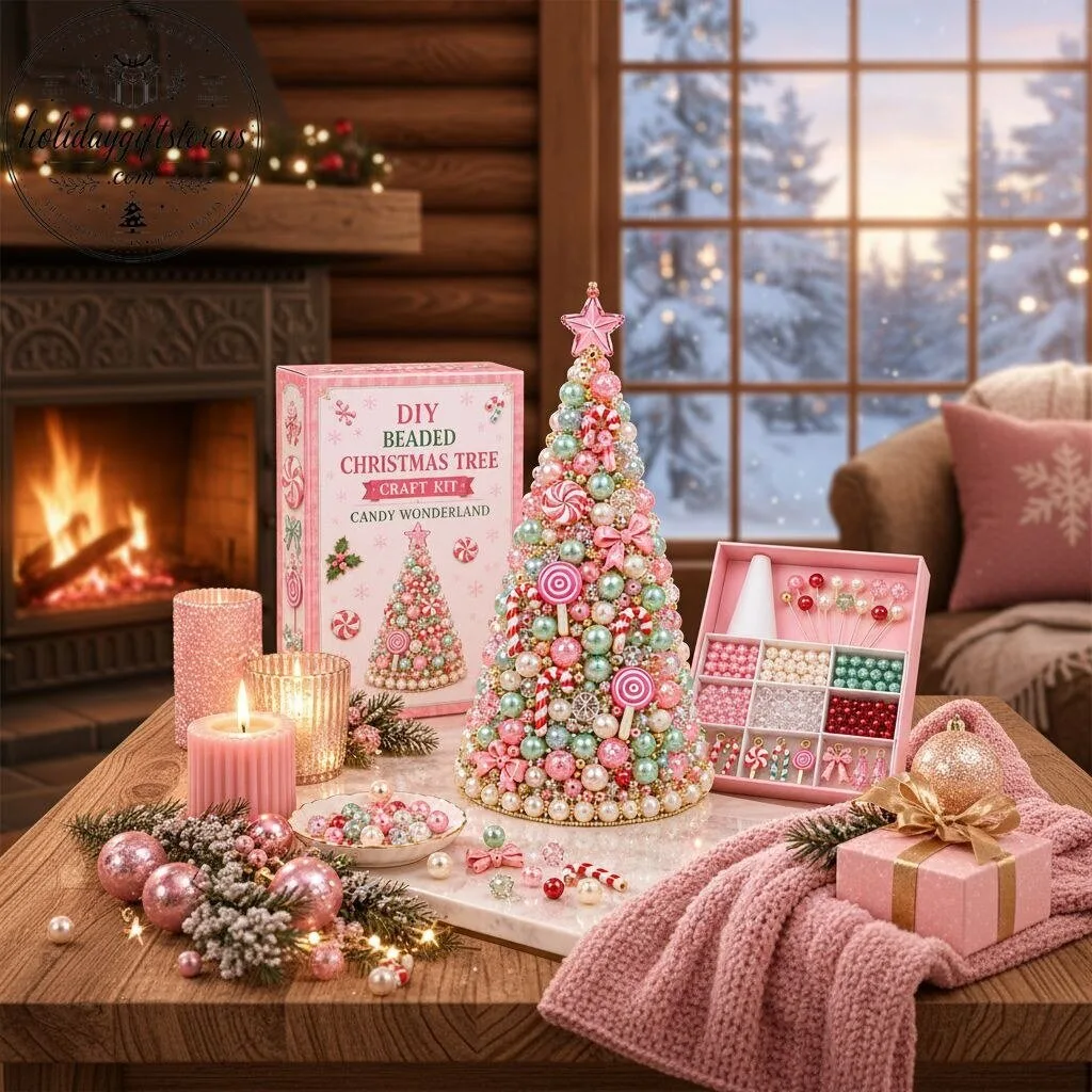 DIY Beaded Christmas Tree Craft Kit - Candy Wonderland Holiday Decor Set