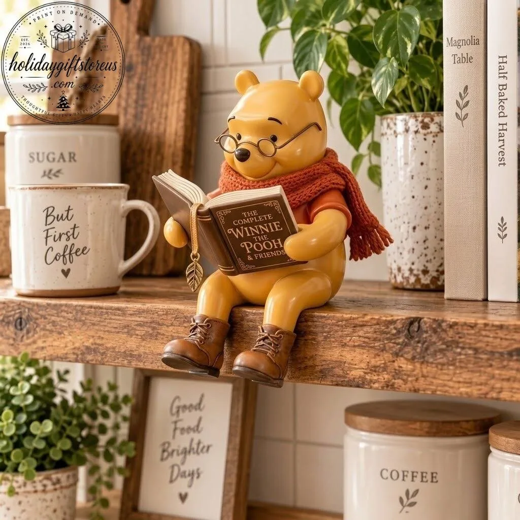 Winnie The Pooh Reading Book Figurine - Shelf Sitter Desk Statue Decor 7 Winnie The Pooh Reading Book Figurine - Shelf Sitter Desk Statue Decor