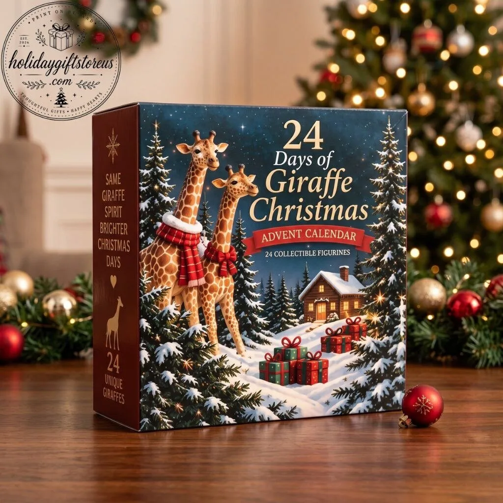 Giraffe Christmas Advent Calendar - 24 Days Collectible Acrylic Ornaments Countdown Box