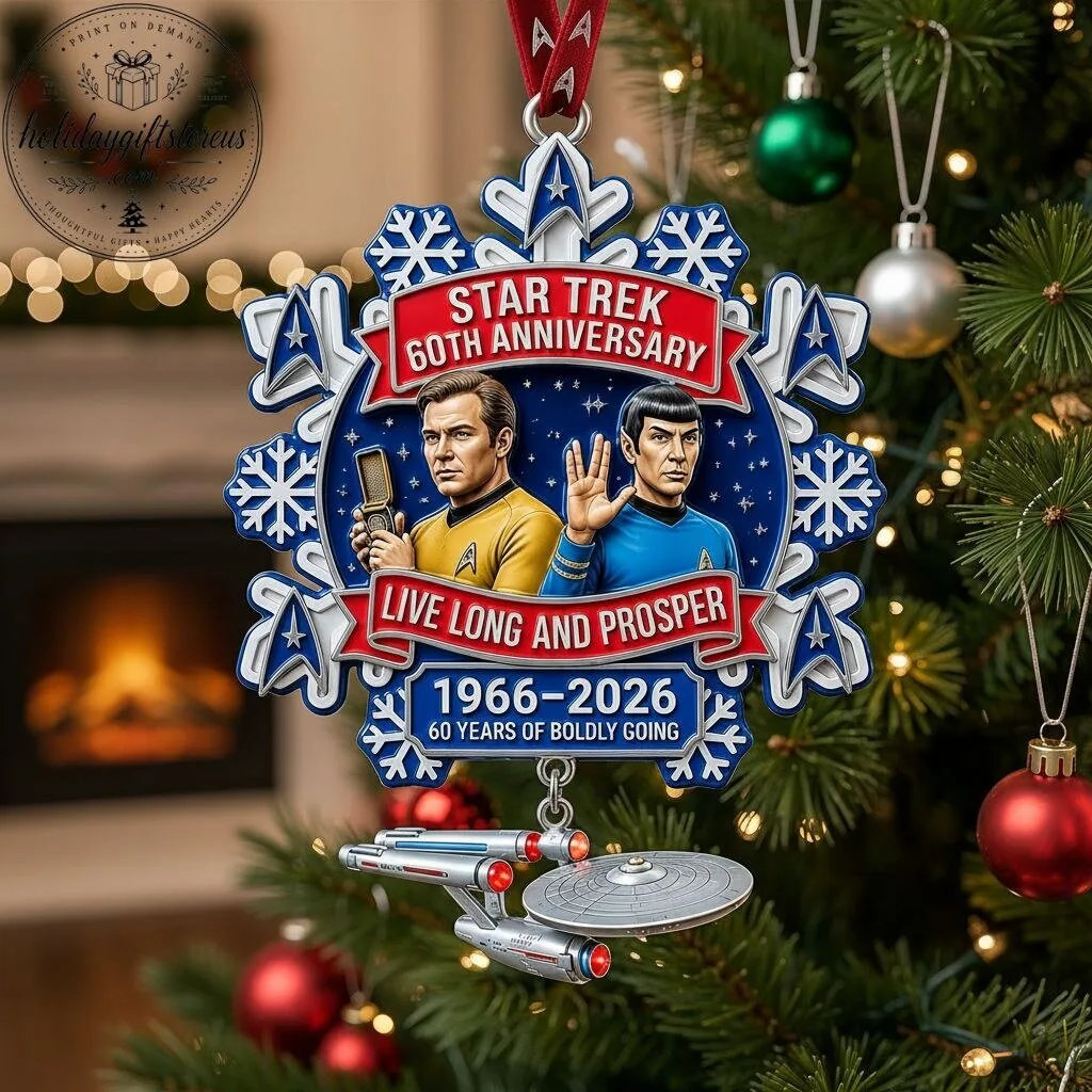 Star Trek 60th Anniversary Kirk & Spock Christmas Snowflake Acrylic Ornament 6 Star Trek 60th Anniversary Kirk & Spock Christmas Snowflake Acrylic Ornament