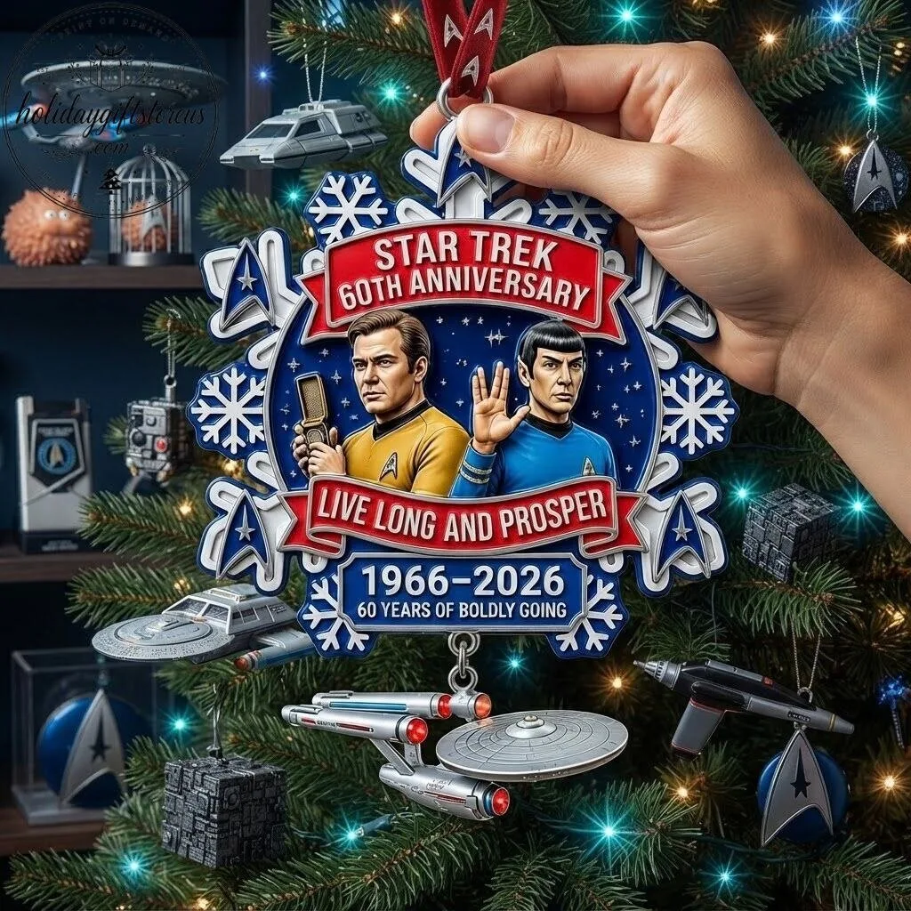 Star Trek 60th Anniversary Kirk & Spock Christmas Snowflake Acrylic Ornament 9 Star Trek 60th Anniversary Kirk & Spock Christmas Snowflake Acrylic Ornament