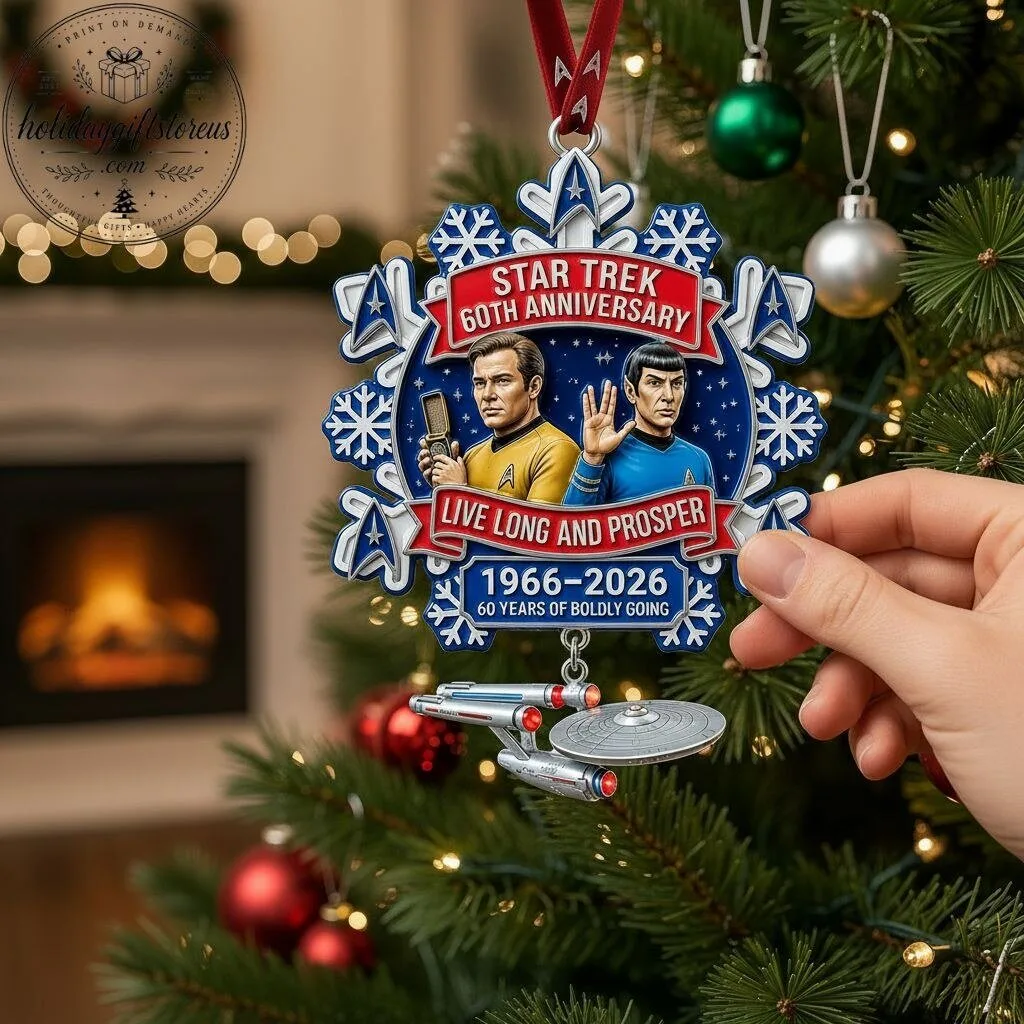 Star Trek 60th Anniversary Kirk & Spock Christmas Snowflake Acrylic Ornament 10 Star Trek 60th Anniversary Kirk & Spock Christmas Snowflake Acrylic Ornament