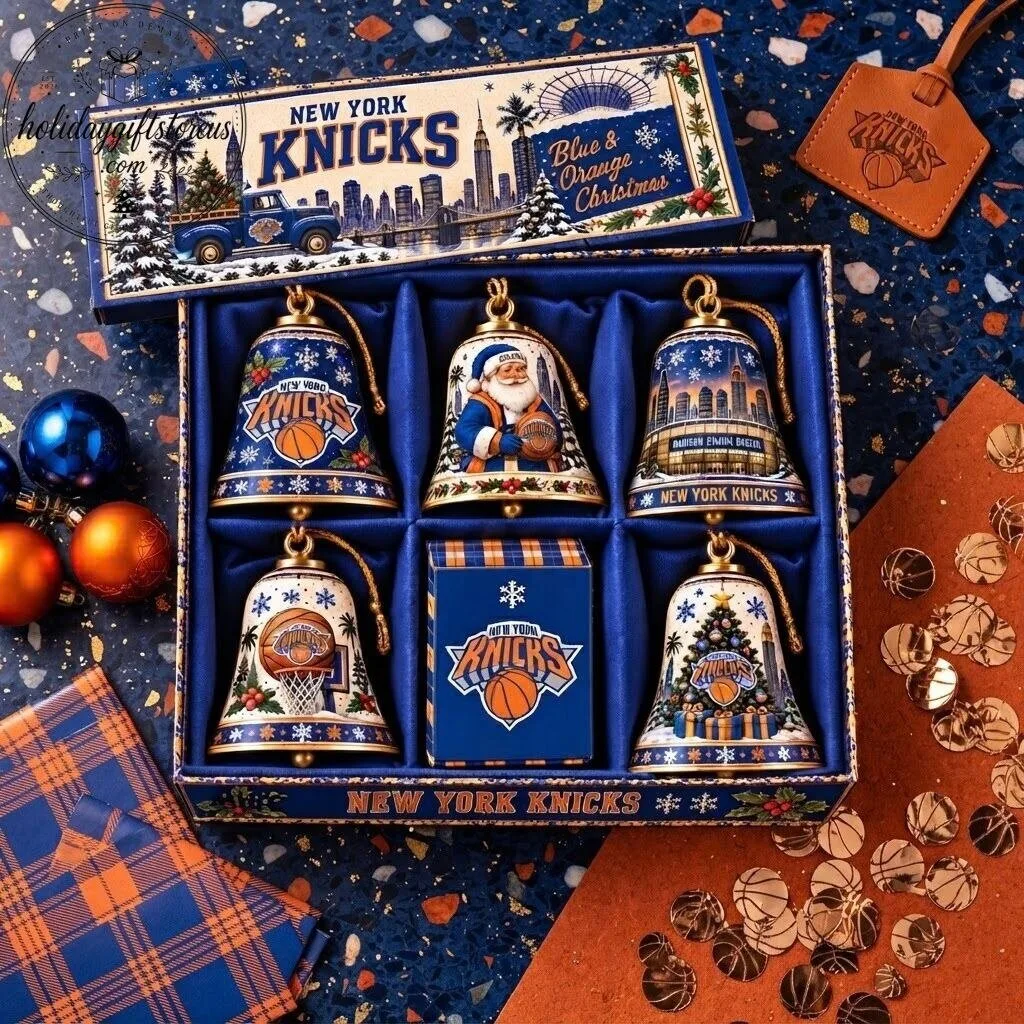New York Knicks Christmas Bell Set 5 Acrylic Ornament - Basketball Fan Holiday Decor Gift Box 5 New York Knicks Christmas Bell Set 5 Acrylic Ornament - Basketball Fan Holiday Decor Gift Box