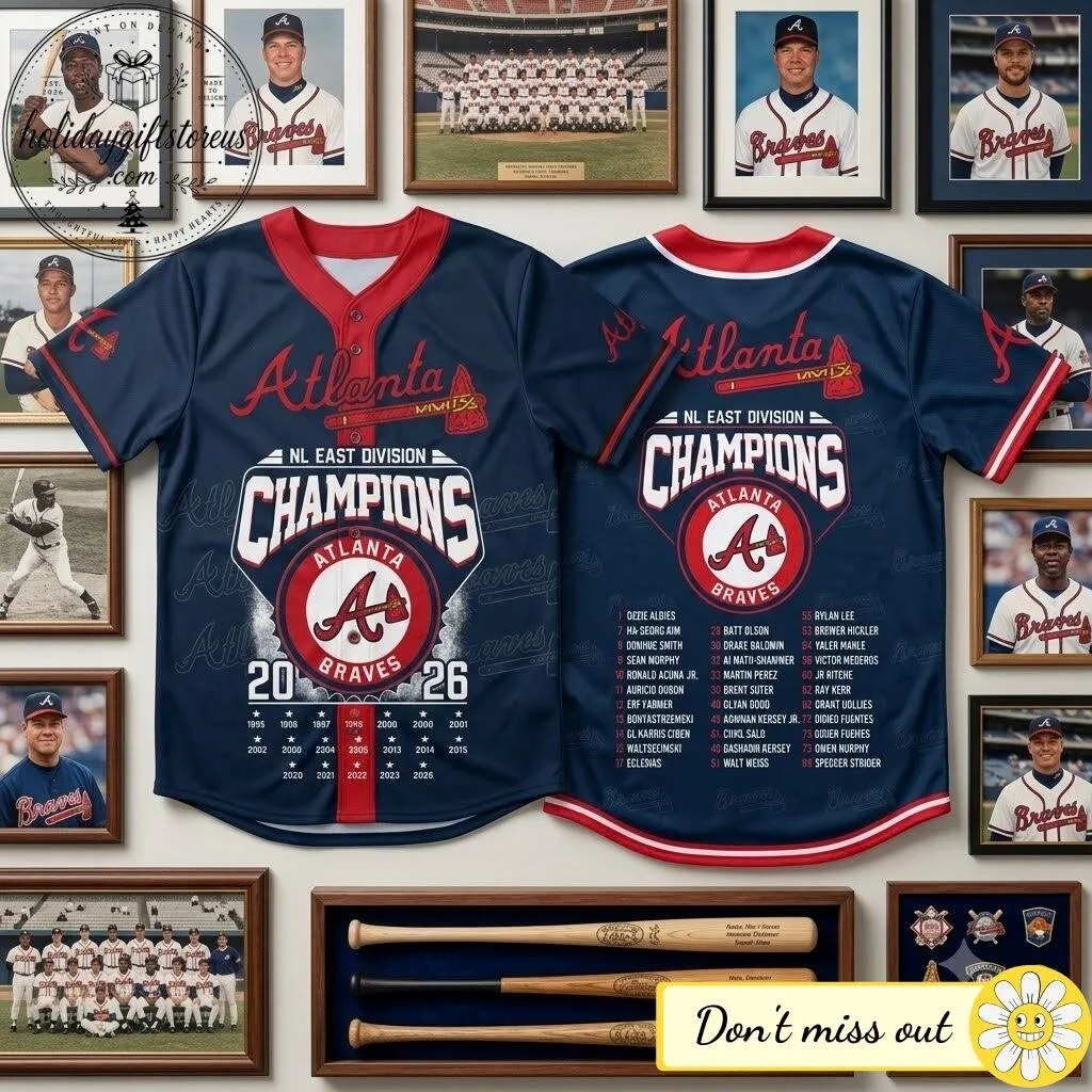 2026 Congrats Braves NL East Division Champions Baseball Jersey Shirt