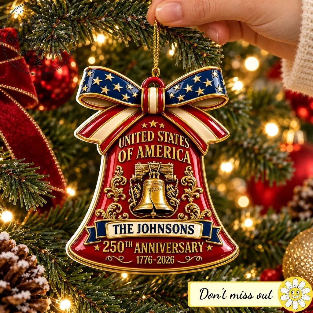 United States of America 250th Anniversary Liberty Bell Custom Christmas Ornament