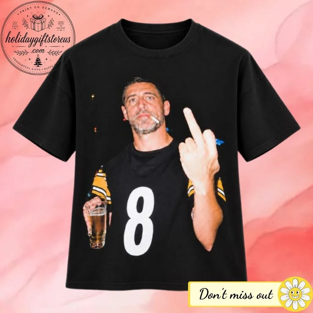 Aaron Rodgers Steelers Middle Finger Smoking and Beer Shirt