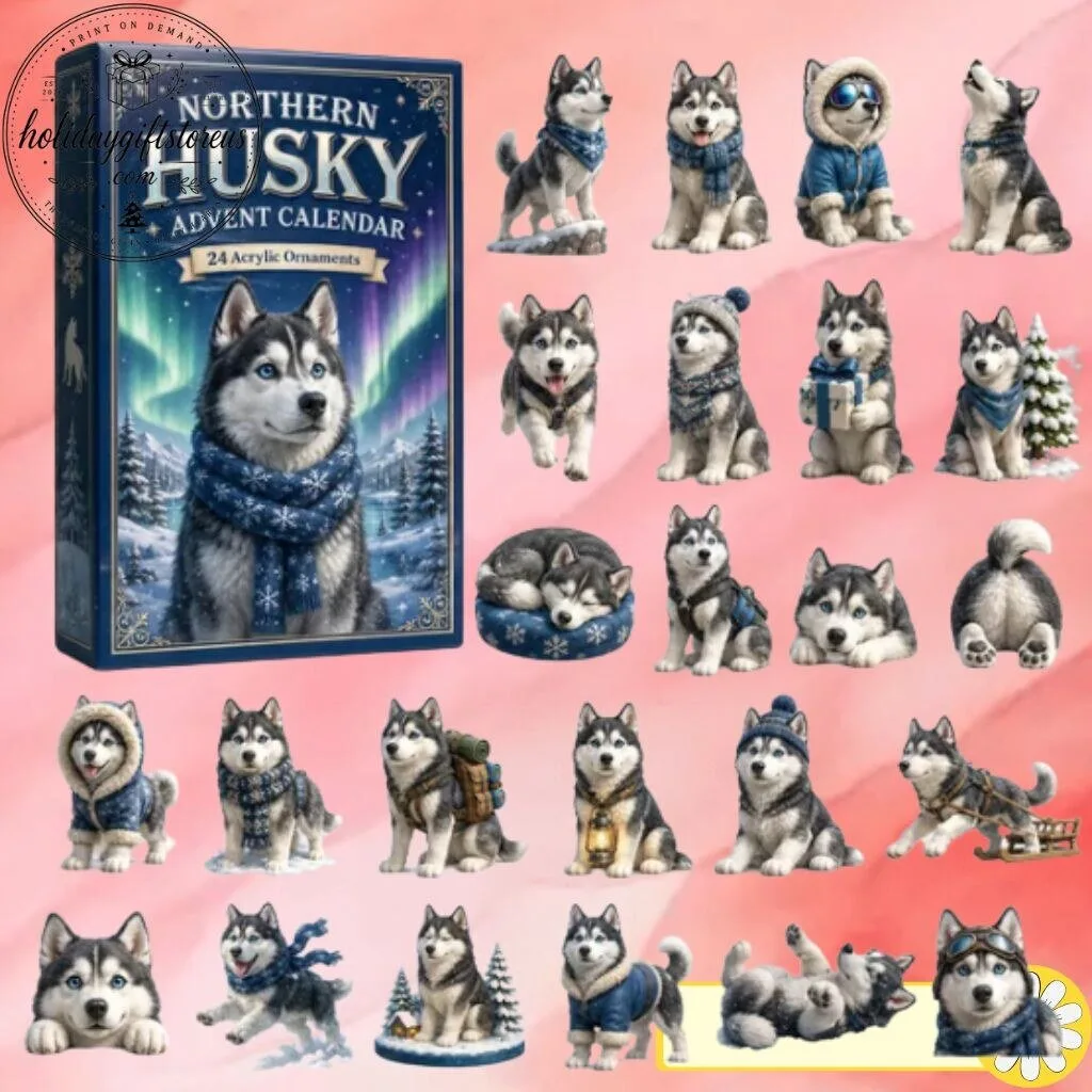 "Top 2026 Advent Calendars and Holiday Decor Gifts for Fun" 35 Northern Husky Advent Calendar 2026 – 24 Days Acrylic Dog Ornaments Gift Box