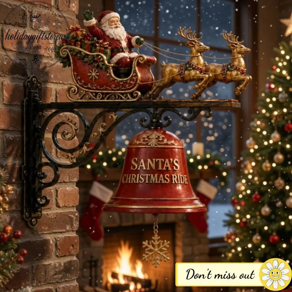 Santa's Christmas Ride Wall Mounted Bell