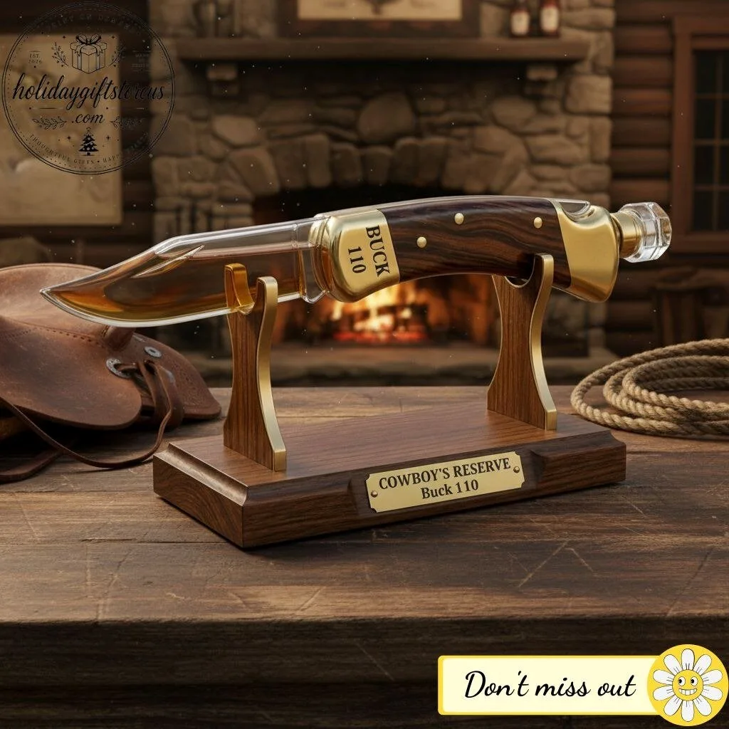 "Unique Decanters and Advent Calendar: Top Gifts for 2026 Fans" 30 Buck 110 Pocket Knife Shaped Glass Whiskey Decanter – Cowboy's Reserve Barware Gift
