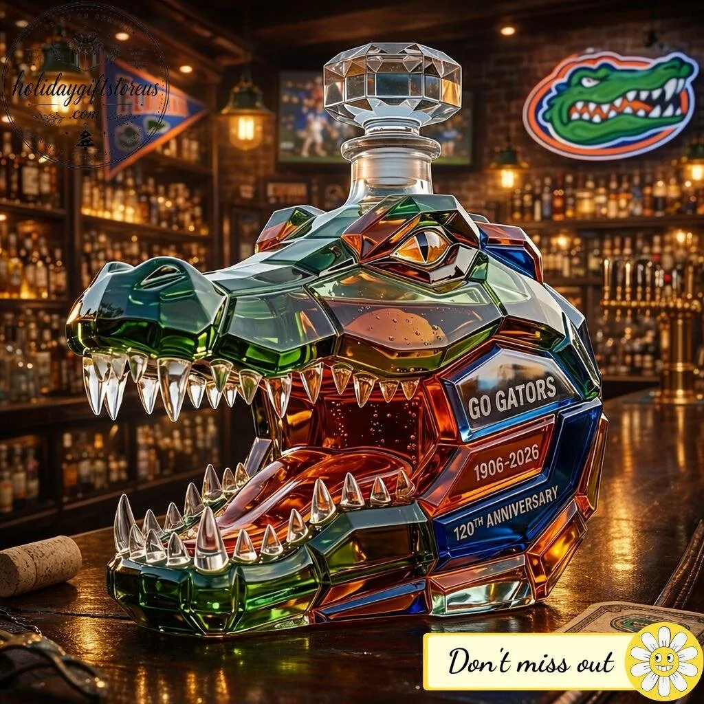 Florida Gators Go Gators 120th Anniversary Glass Whiskey Decanter – NCAA Sports Fan Gift