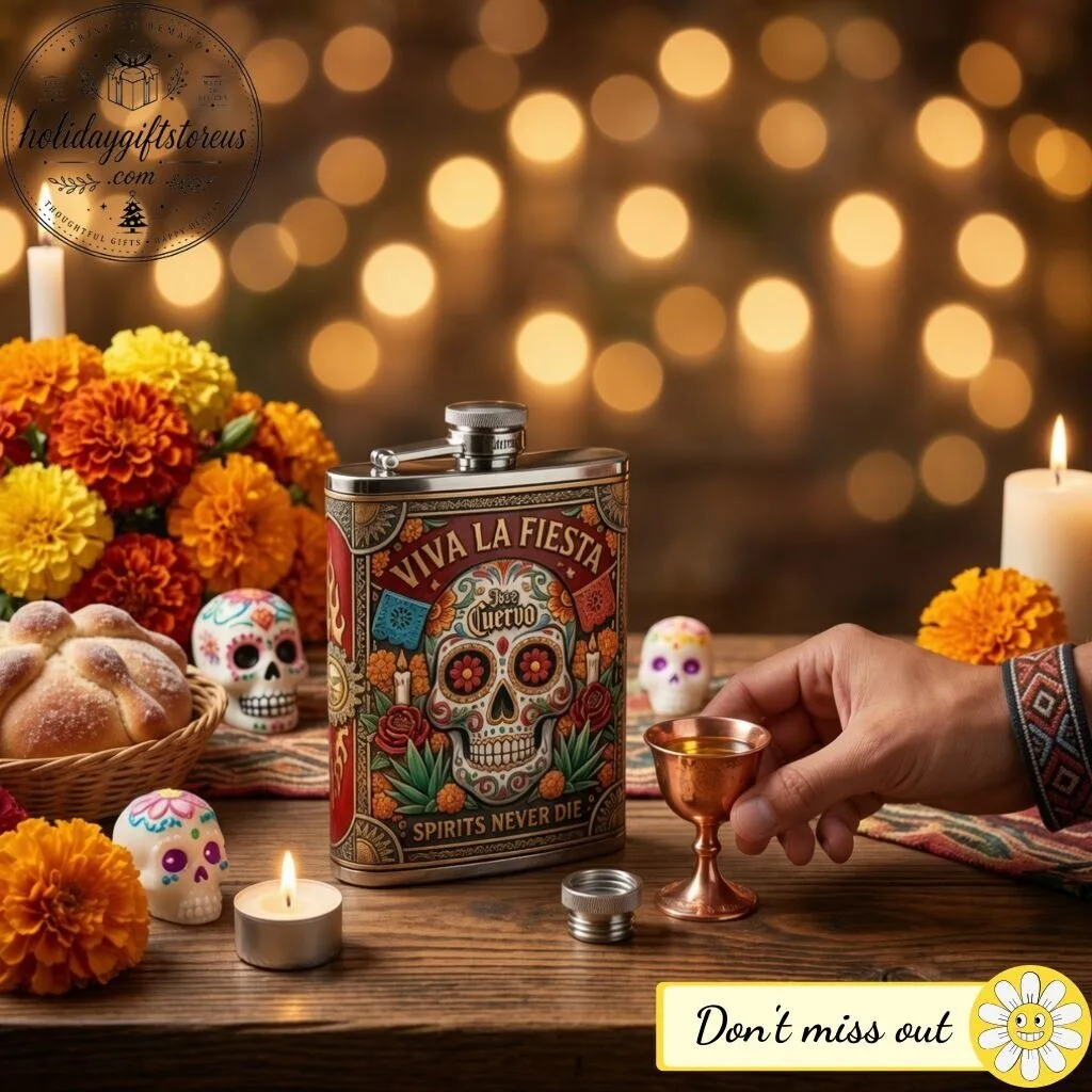 Jose Cuervo Dia de los Muertos Collector Edition Hip Flask – Sugar Skull Tequila Flask (No Box) 8 Jose Cuervo Dia de los Muertos Collector Edition Hip Flask – Sugar Skull Tequila Flask (No Box)
