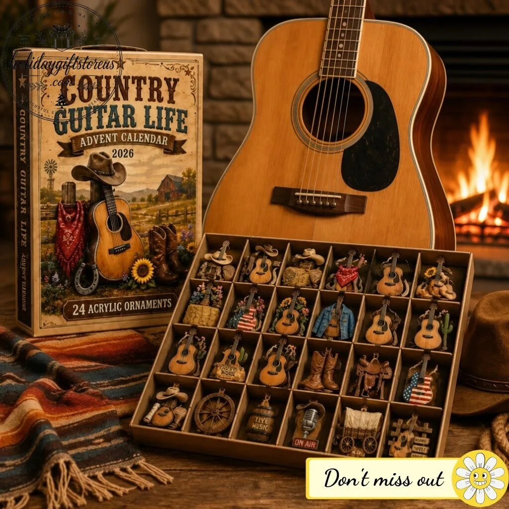 Country Guitar Life Advent Calendar 2026 – 24 Acrylic Ornaments Set