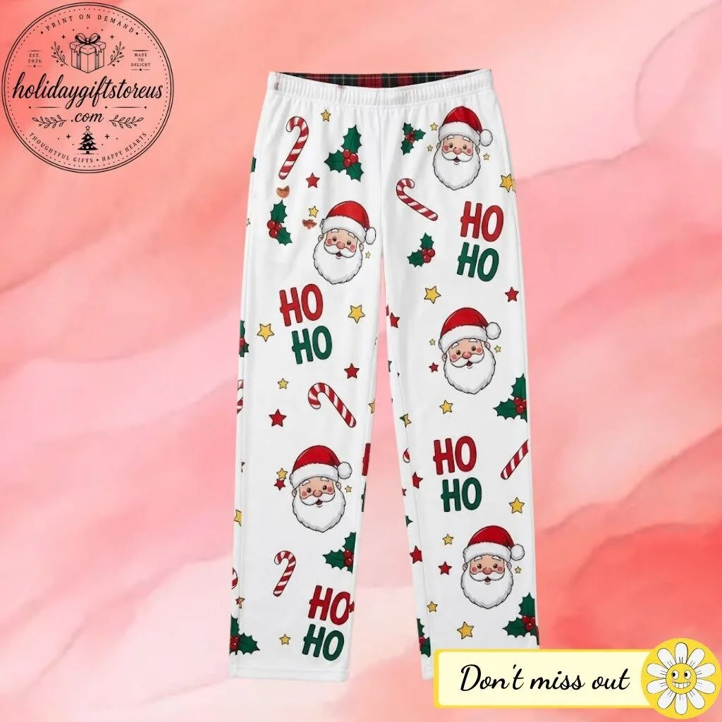 Santa Claus Ho Ho Ho Christmas Pants – Festive Holiday Lounge Pants