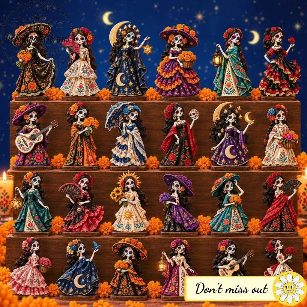 Dia de los Muertos Advent Calendar – 24 Unique Sugar Skull Acrylic Ornament Box 7 Dia de los Muertos Advent Calendar – 24 Unique Sugar Skull Acrylic Ornament Box