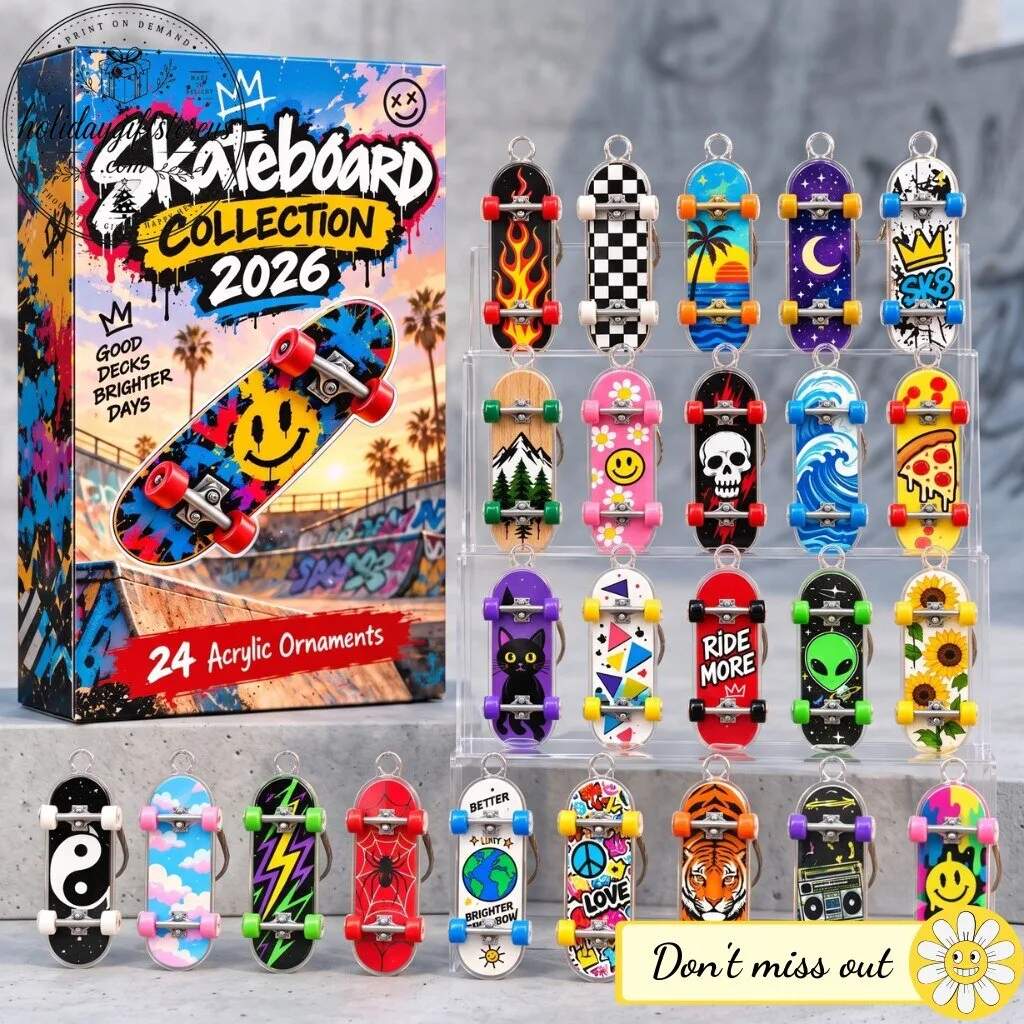 "Top 2026 Advent Calendars: Skateboards, Monsters, Snoopy, Trump, Supernatural" 1 Skateboard Collection Advent Calendar 2026 – 24 Days Mini Skateboard Ornaments Box