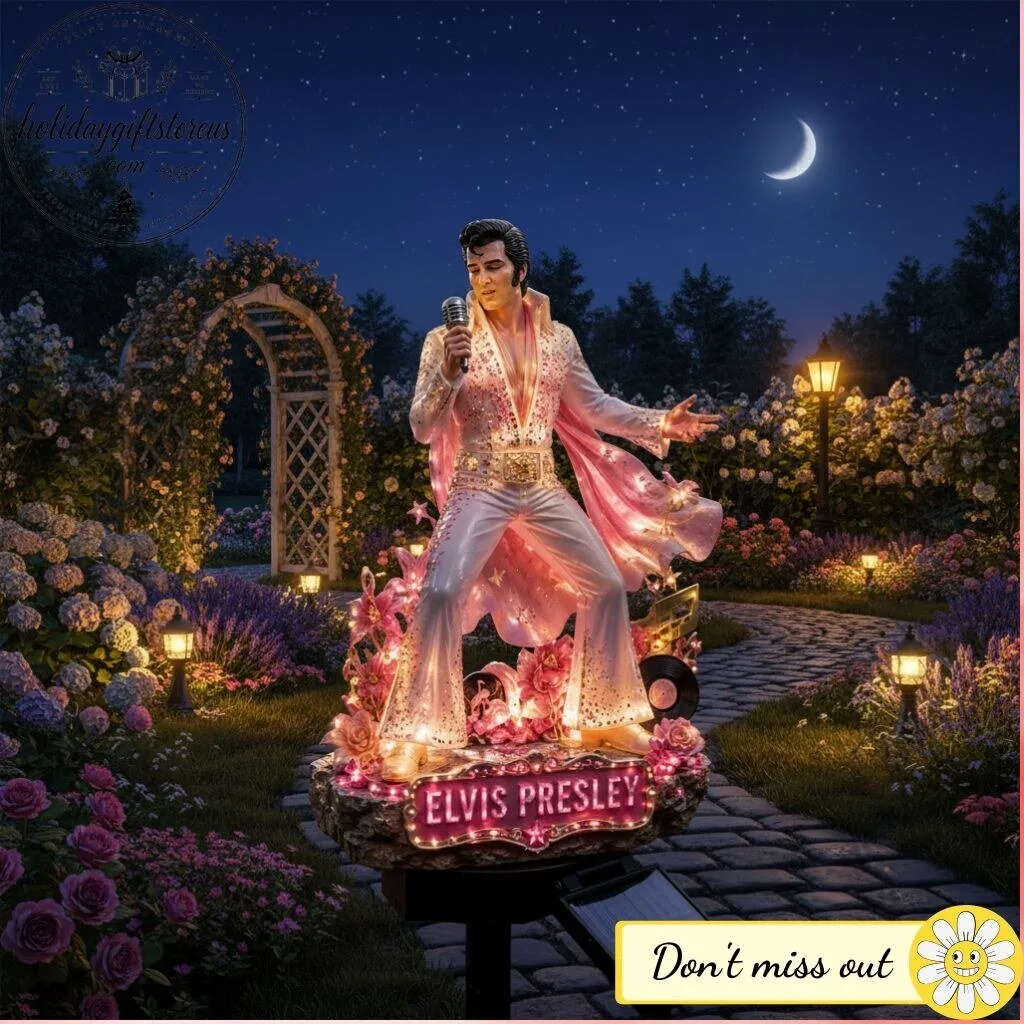 "Illuminate Your Garden with Iconic Solar Stakes and Unique Gifts" 46 Elvis Presley Solar Lighted Garden Stake – Rock Roll Outdoor Statue
