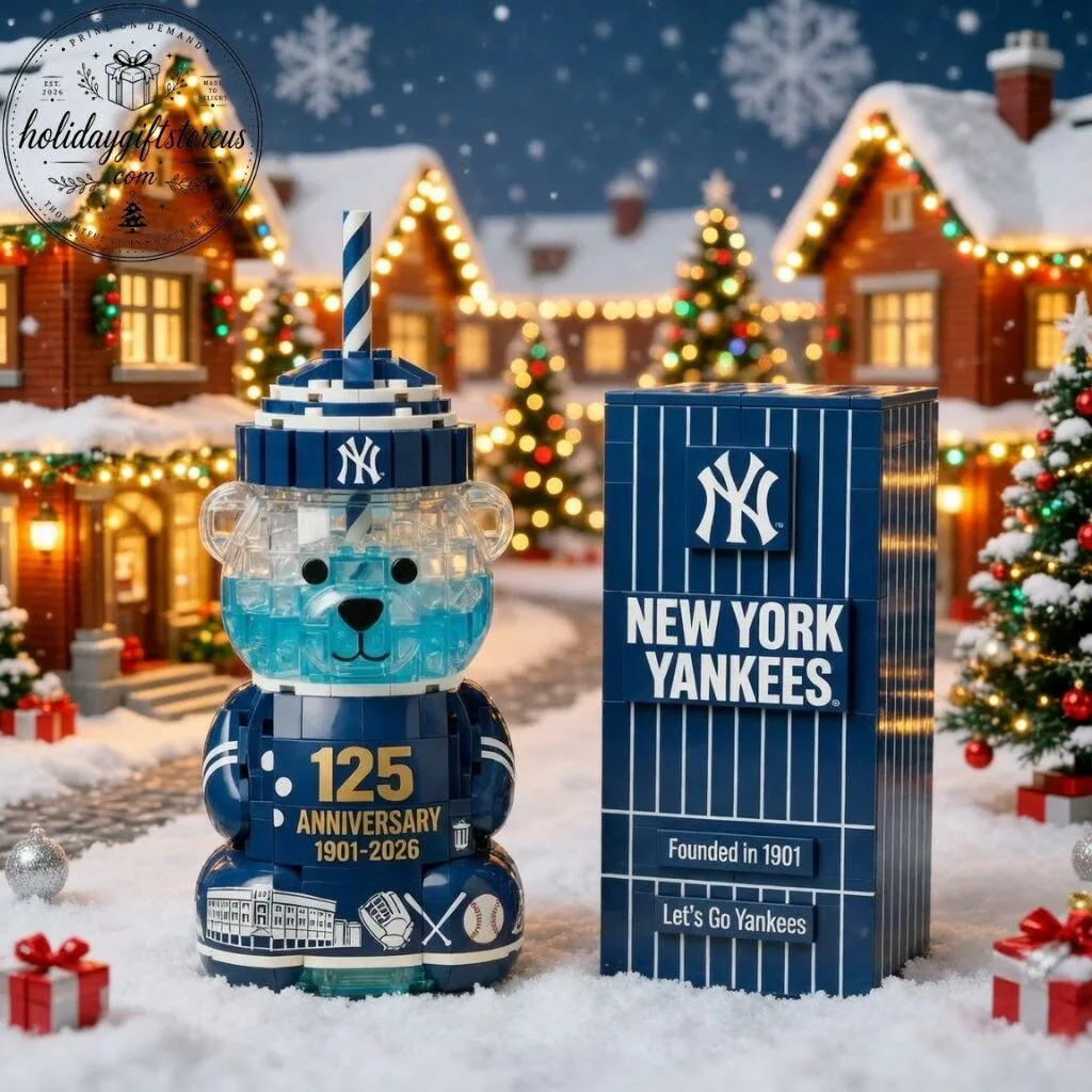 "Celebrate with 2026 Collectibles: Yankee Cups, Book Totes, Ornaments, More" 1 New York Yankees 125th Anniversary Lego Bear Water Cup 2026