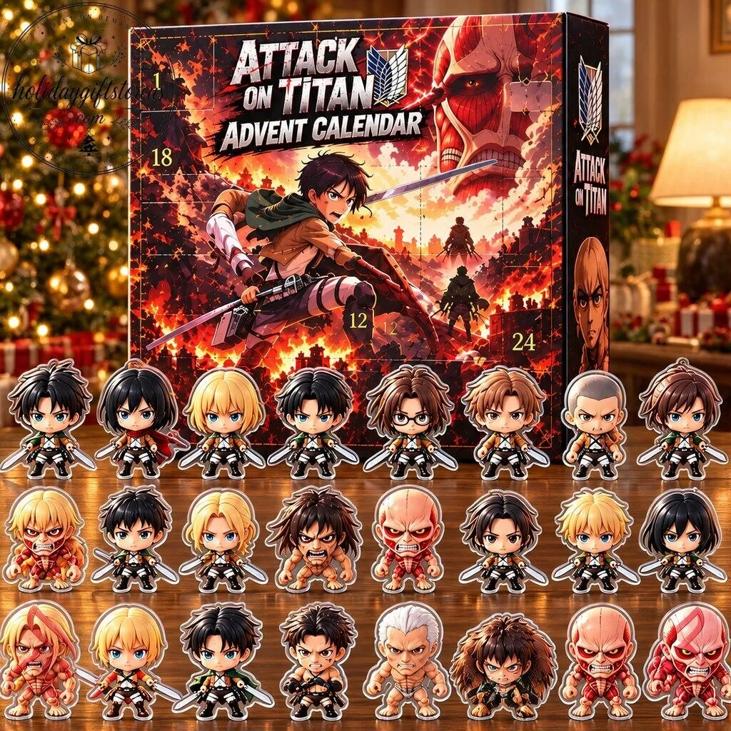 Attack on Titan Advent Calendar - 24 Day Christmas Countdown Box with Mini Acrylic Ornament