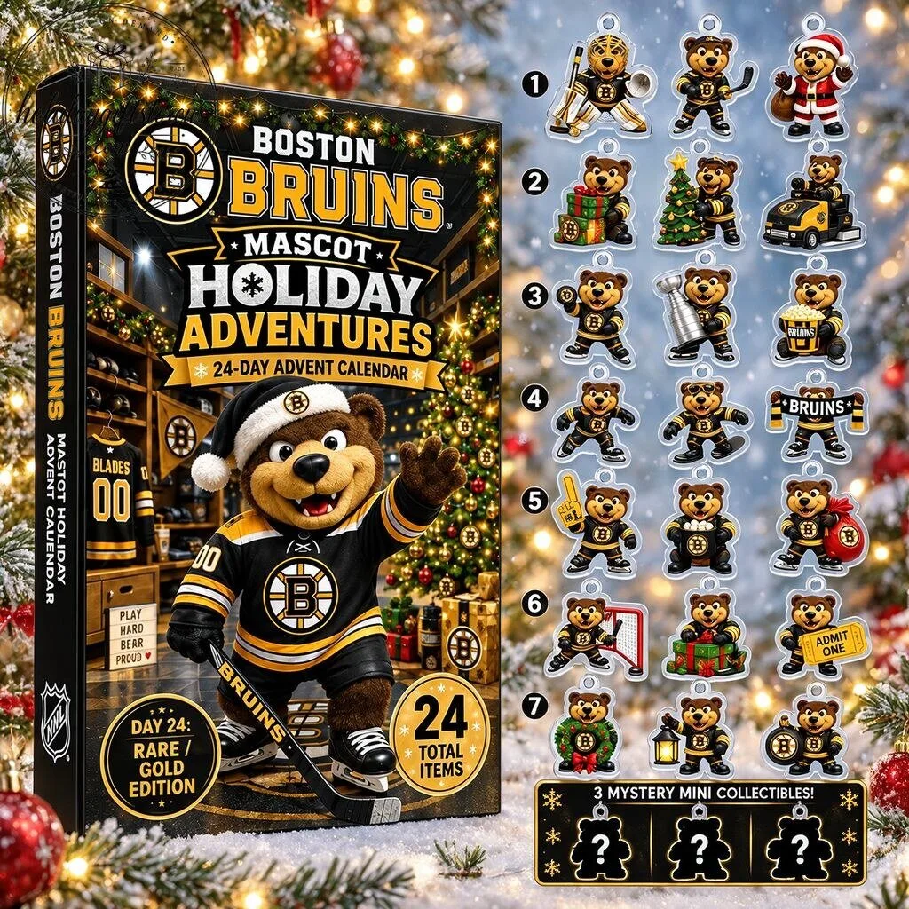 Boston Bruins Mascot Holiday Adventures Advent Calendar - 24 Day Christmas Countdown Box Acrylic Ornament
