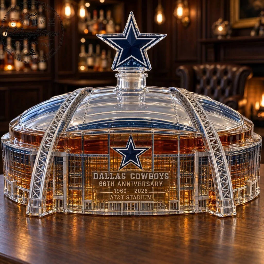 Dallas Cowboys 66th Anniversary 1960-2026 AT&T Stadium Glass Whiskey Decanter 11 Dallas Cowboys 66th Anniversary 1960-2026 AT&T Stadium Glass Whiskey Decanter