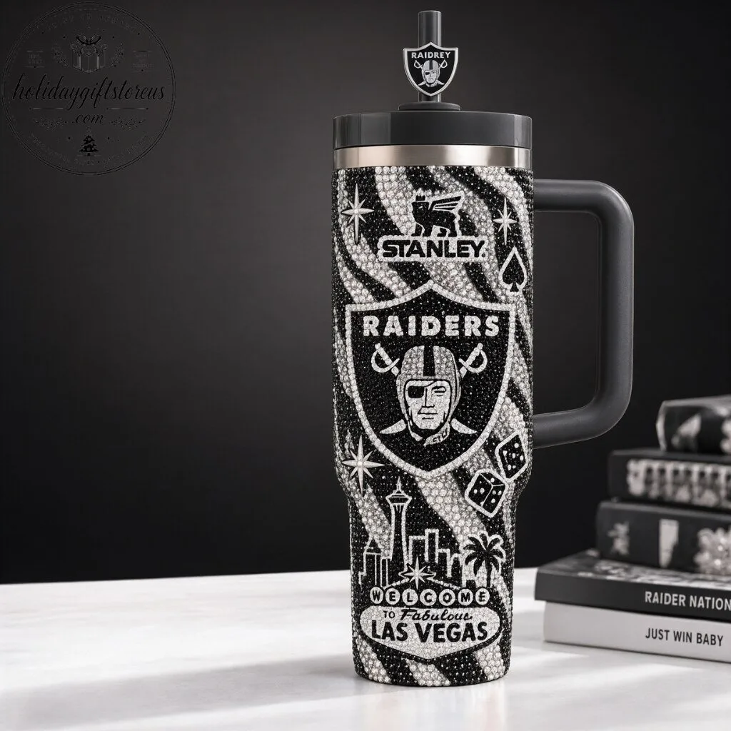 Las Vegas Raiders Stanley Rhinestone Bling Tumbler 40oz